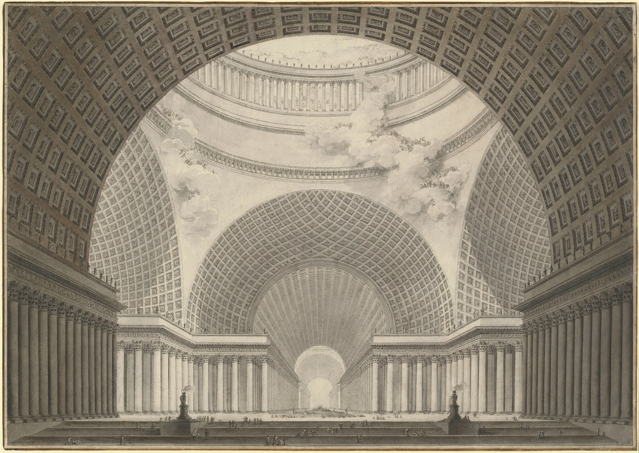 Perspective View of the Interior of a Metropolitan Church, detail