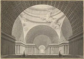 Perspective View of the Interior of a Metropolitan Church, by Etienne-Louis Boullée, ink, 1780