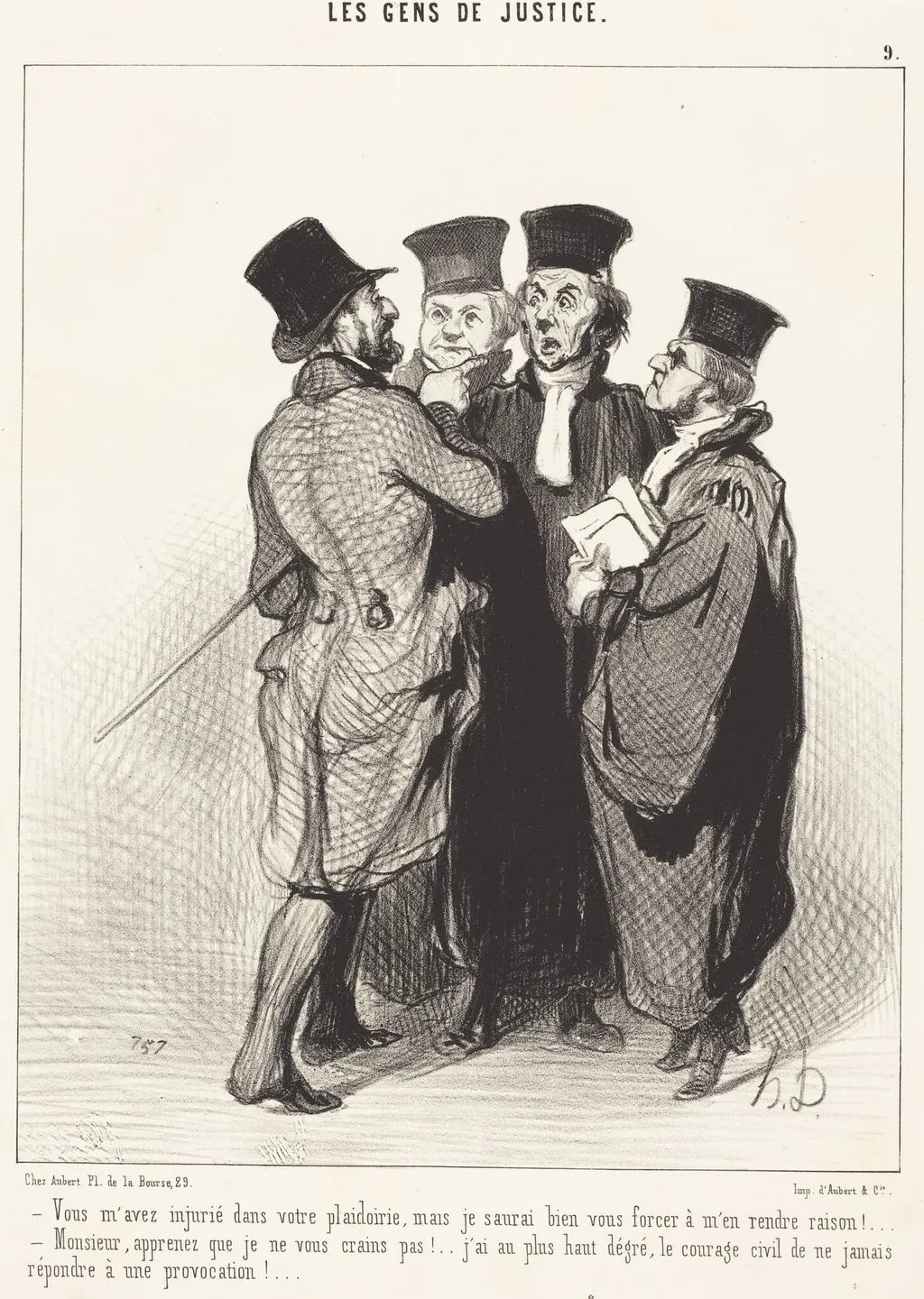 Vous m'avez injurié dans votre plaidoirie..., by Honoré Daumier, ink, 1845