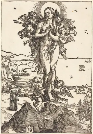 The Elevation of Saint Mary Magdalene, by Albrecht Dürer, ink, 1504