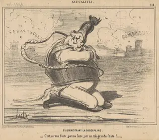 S'administrant la discipline ..., by Honoré Daumier, ink, 1854