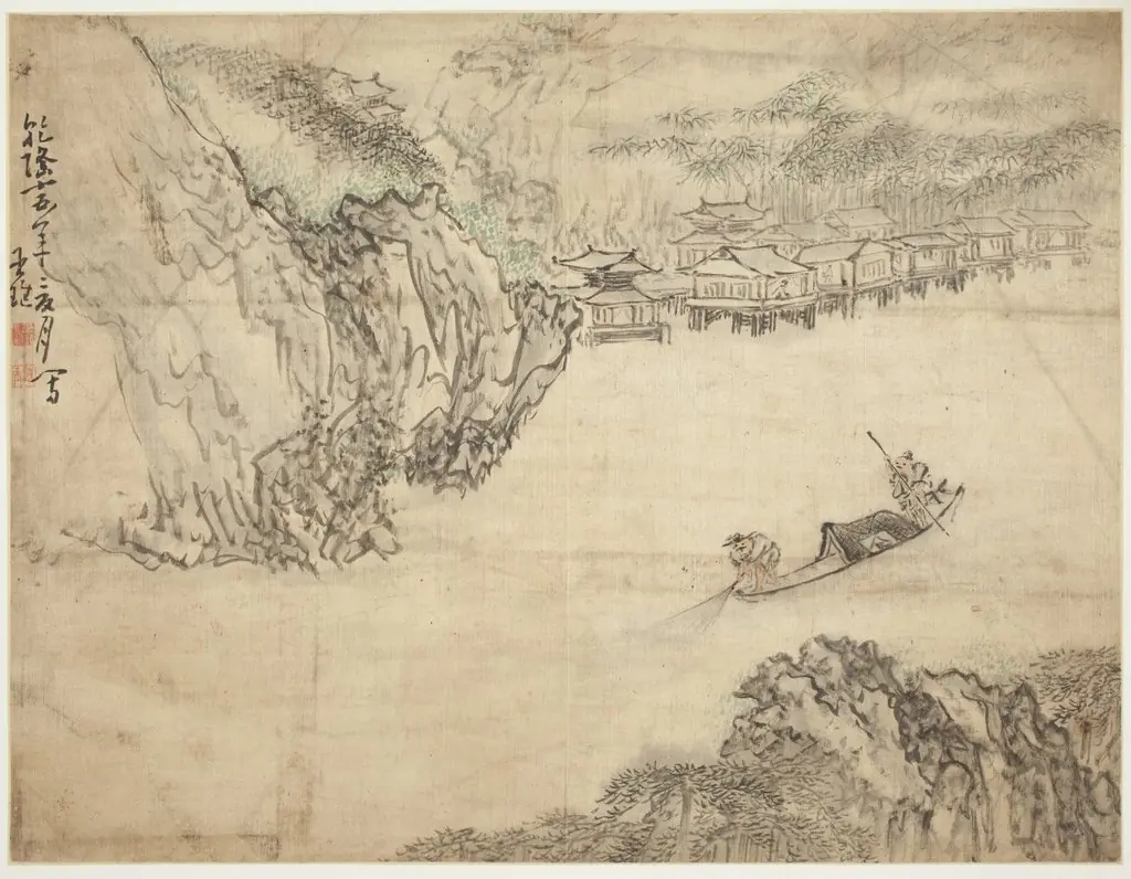 Landscapes and Figures: Landscape, by Huang Shen, unspecified, 1750