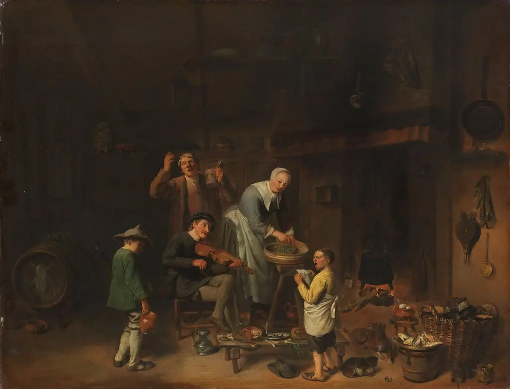Peasant Family Singing, by Pieter Jacobsz Duyfhuysen, oil, 1650