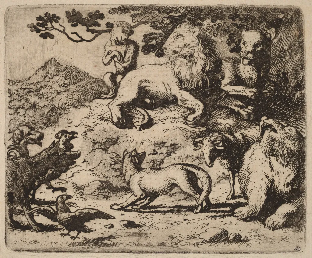 Reynard's Enemies are Dismayed, by Allart van Everdingen, ink, 1650