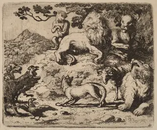 Reynard's Enemies are Dismayed, by Allart van Everdingen, ink, 1650