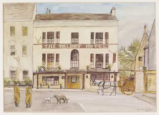 Talbot Hotel, Tetbury, by Puller, watercolor