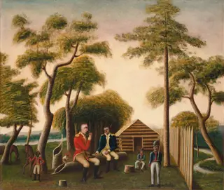 Marion Feasting the British Officer on Sweet Potatoes, by George Washington Mark, oil, 1848