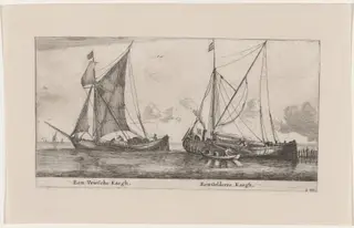 A Friesland Ketch and a Gelderse Ketch, by Nooms, called Zeeman, Reinier, ink, 1653