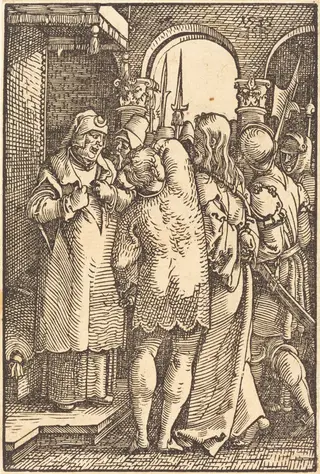 Christ before Caiaphas, by Sebald Beham, ink, 1535