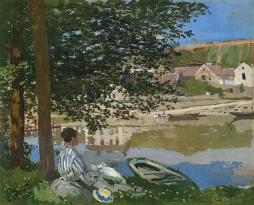 On the Bank of the Seine, Bennecourt, by Claude Monet, oil, 1868