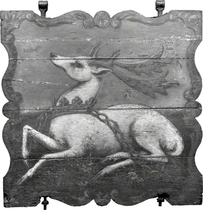 'The White Hart' (pub sign), detail