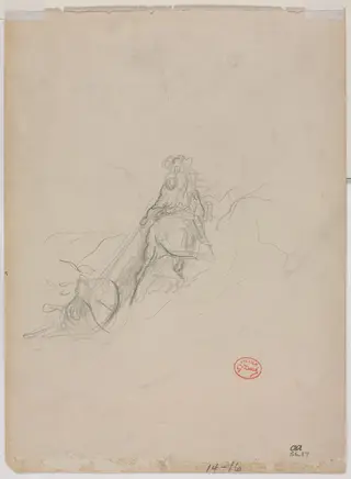 Sketch of Hunting Scene (verso), by Gustave Doré, 1868