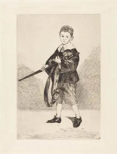 Child with Sword, Turned to the Left (L'Enfant à l'épée, tourné à gauche), by Edouard Manet, ink, 1862