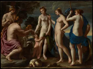 Judgment of Paris, by Alessandro Turchi, oil, 1640