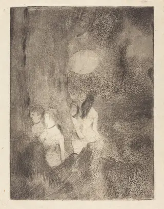 Dancers in the Wings, by Edgar Degas, ink, 1880