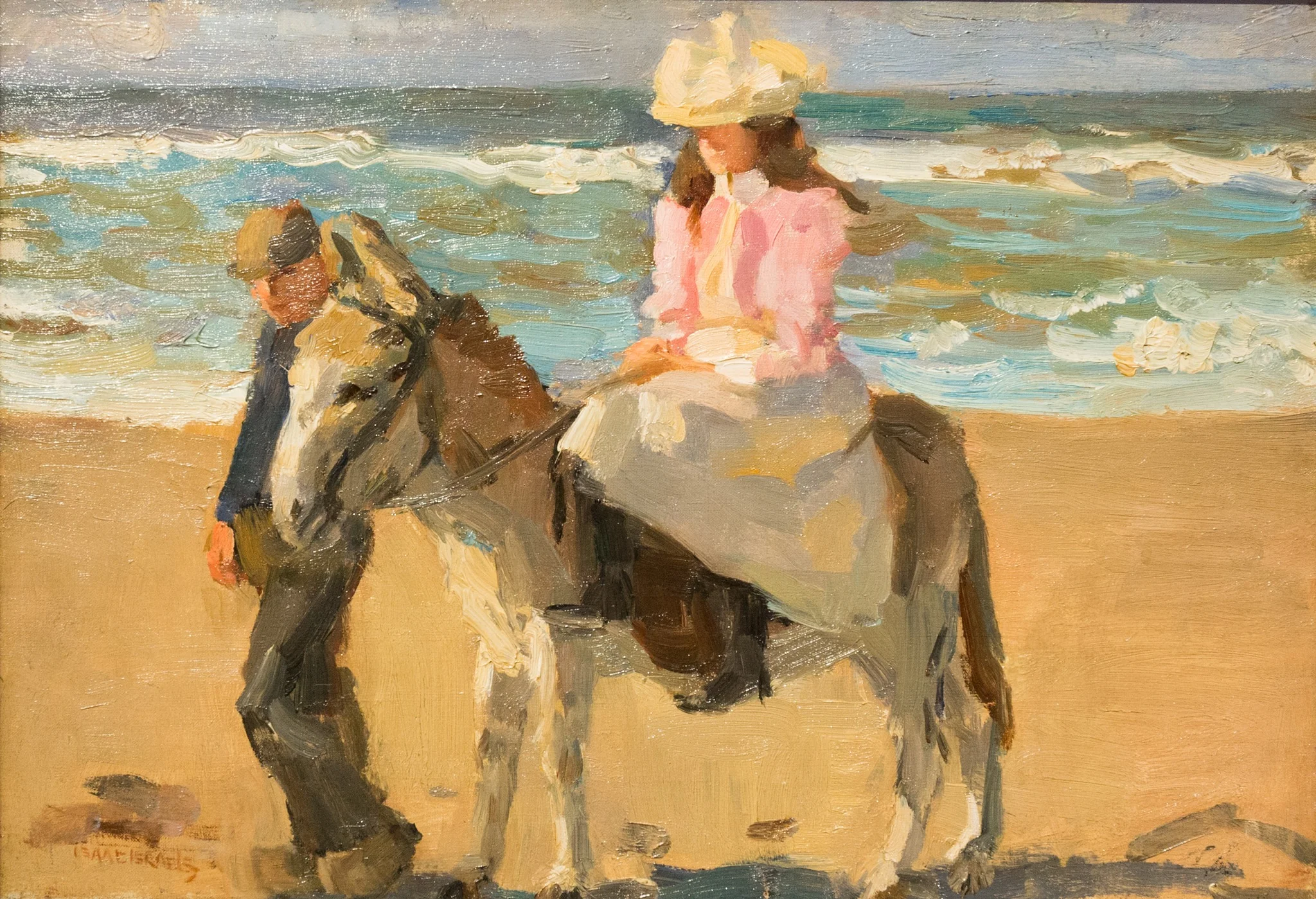 Meisje op ezel, detail