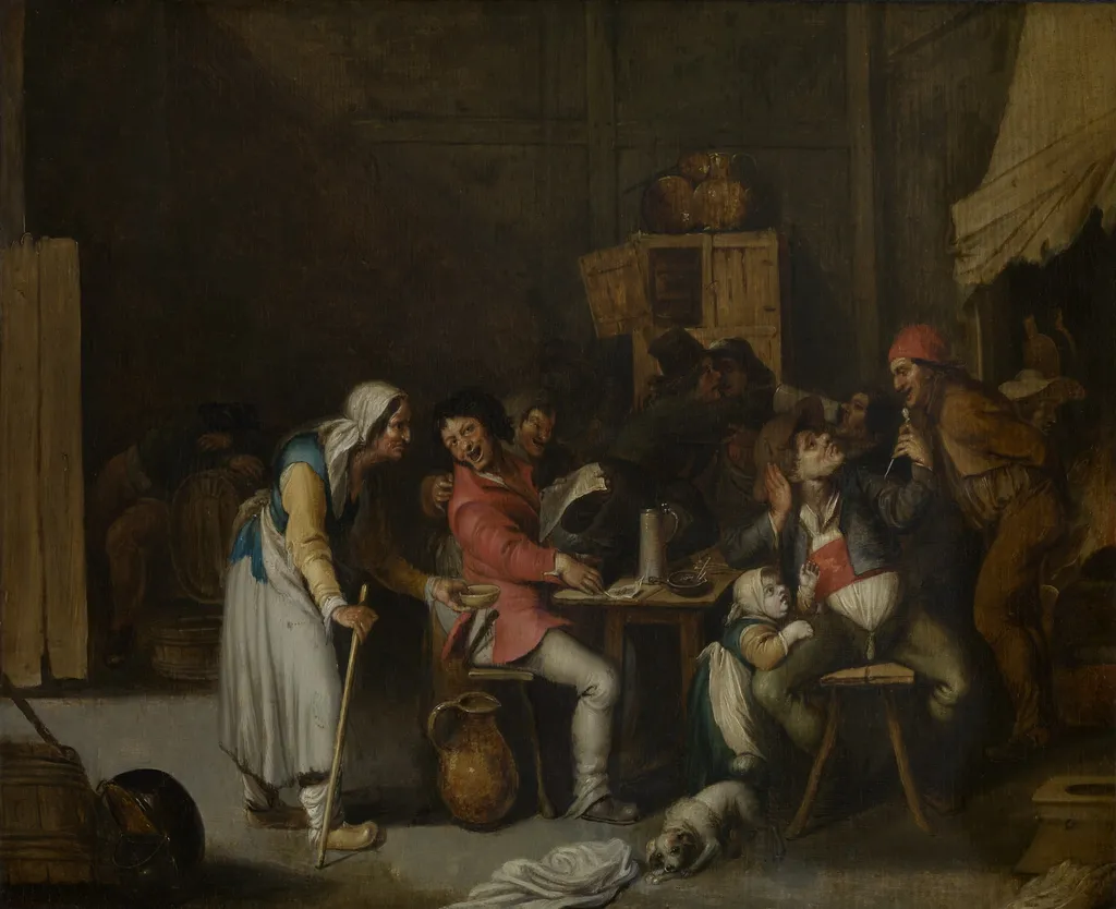 Beggar Woman in a Tavern, by Willem van Herp, oil, 1655