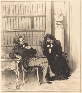 La veuve, by Honoré Daumier, ink, 1846