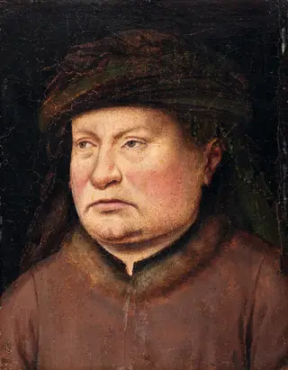 Portrait of a man, by Jan van Eyck, oil, 1430