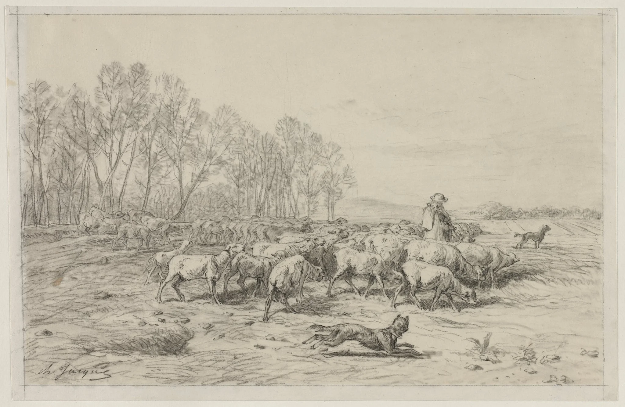 Landscape with a Flock of Sheep, detail