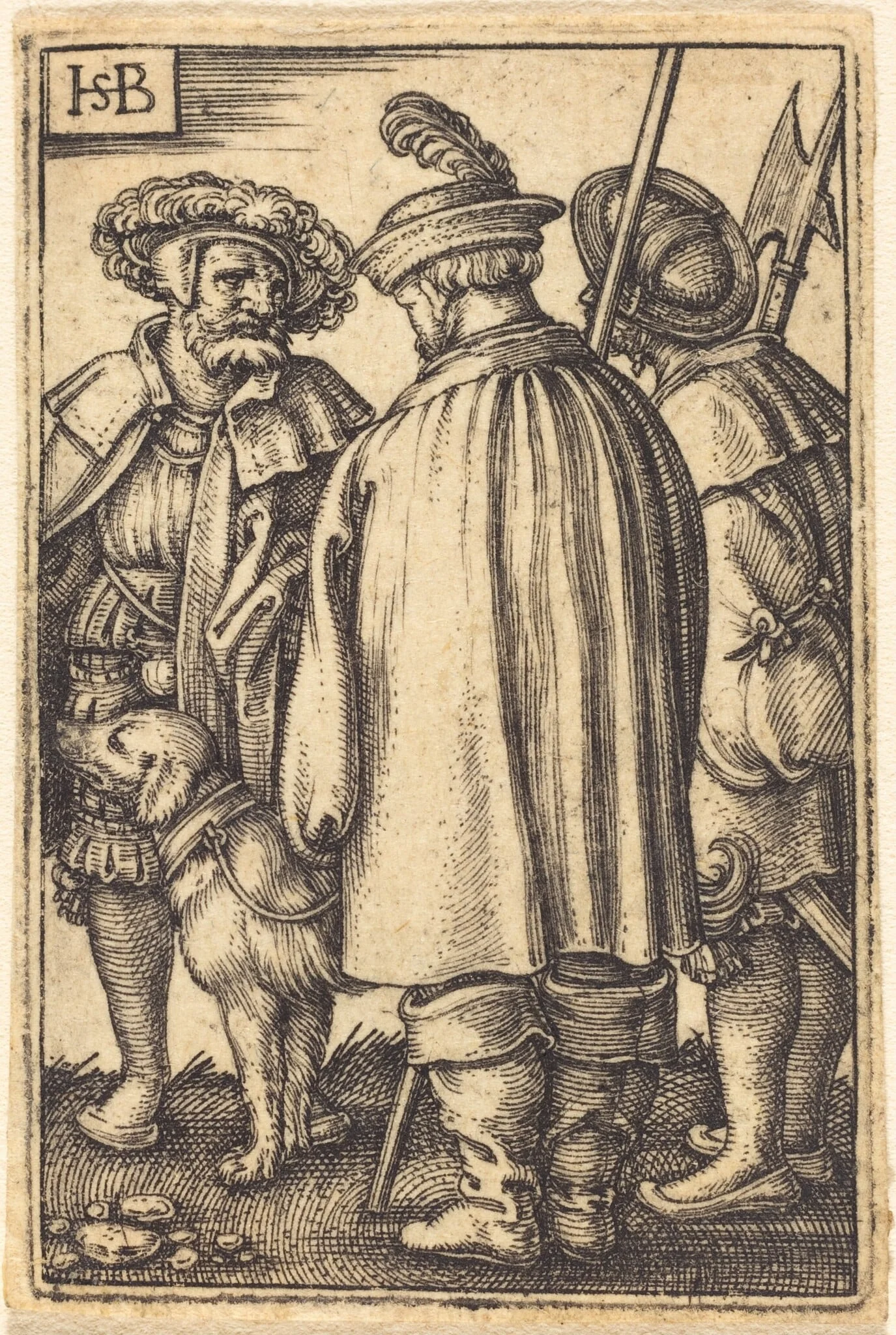 Three Soldiers and a Dog, detail