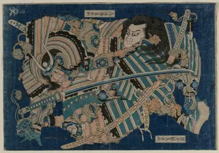 Kamakura no Gengoro Seizing Torinoumi Tasaburo, by Katsushika Hokusai, 1834