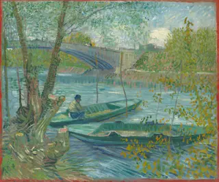 Fishing in Spring, the Pont de Clichy (Asnières), by Vincent van Gogh, oil, 1887