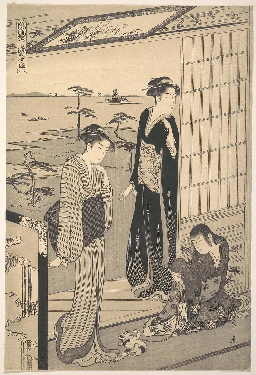 鳥文斎栄之画 「風流やつし源氏 須磨」|Genji in Exile at Suma, from the series Genji in Fashionable Modern Guise (Fūryū yatsushi Genji: Suma), detail