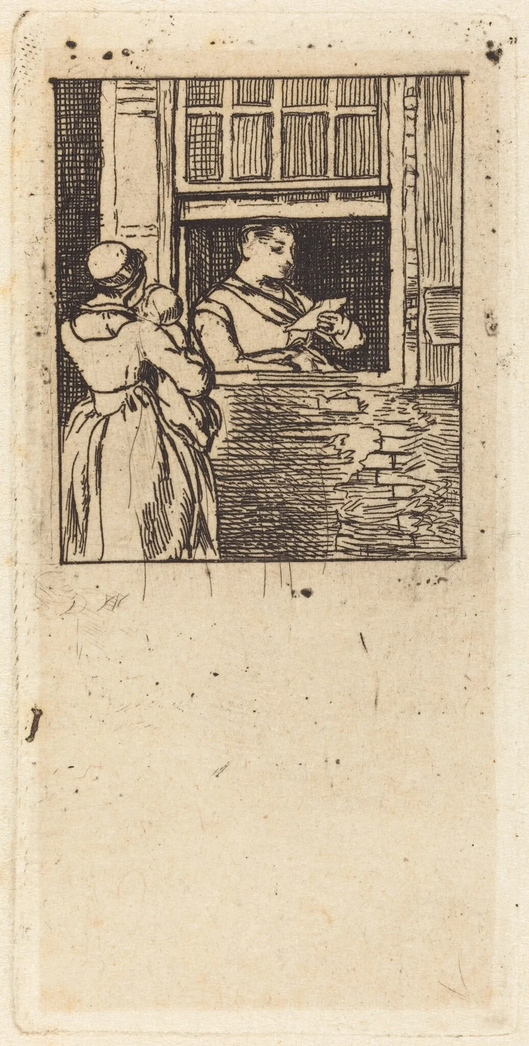 Woman at a Window, Reading a Letter, detail