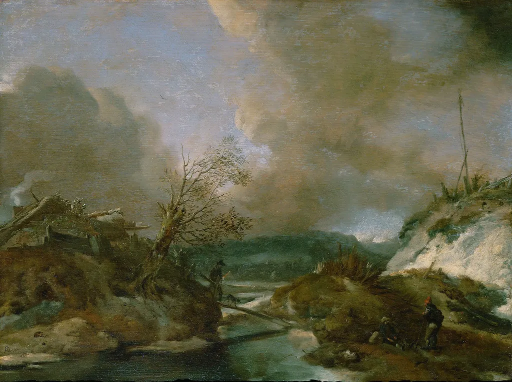 Dune Landscape with a Bridge, by Philips Wouwerman, oil, 1647