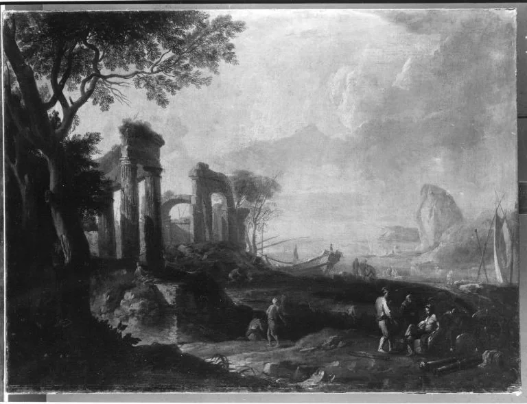 Küstenlandschaft italienischen Charakters, detail