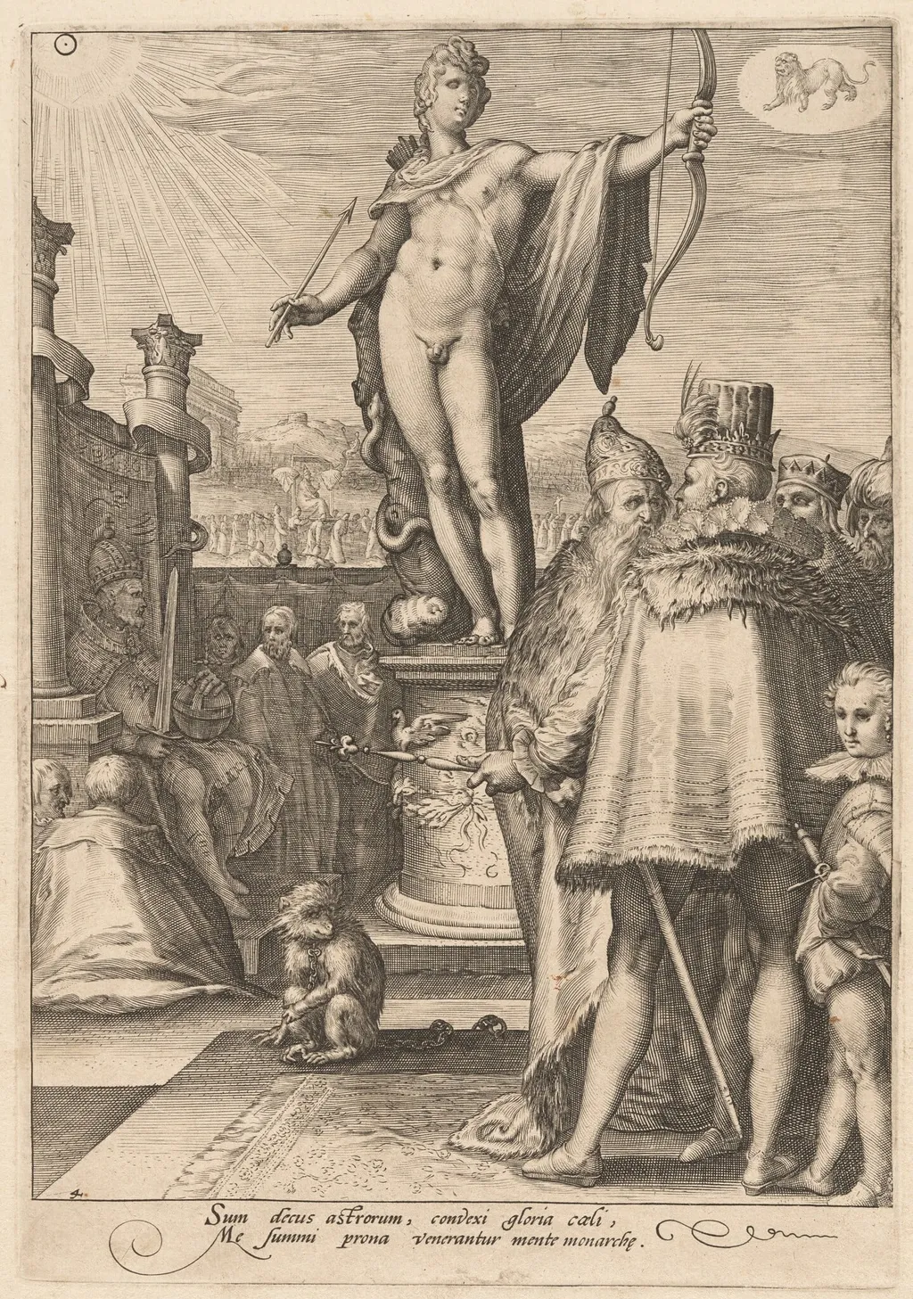 Apollo Presiding Over the Arts of Government, by Jan Pietersz Saenredam, ink, 1596