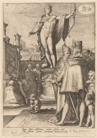 Apollo Presiding Over the Arts of Government, by Jan Pietersz Saenredam, ink, 1596