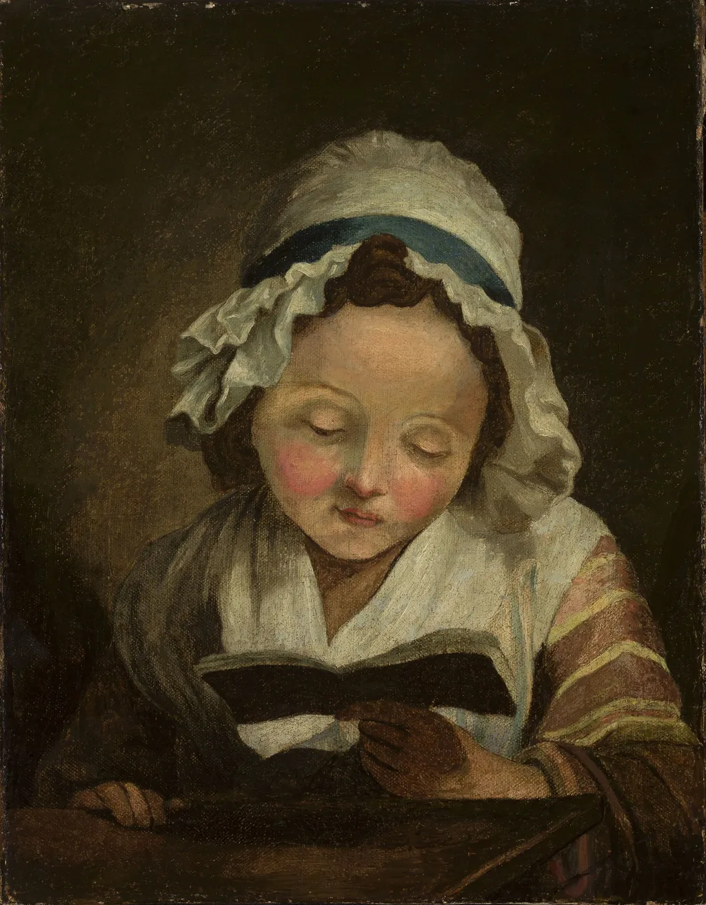 Girl with a book, by Jean-Baptiste Greuze, oil, 1775
