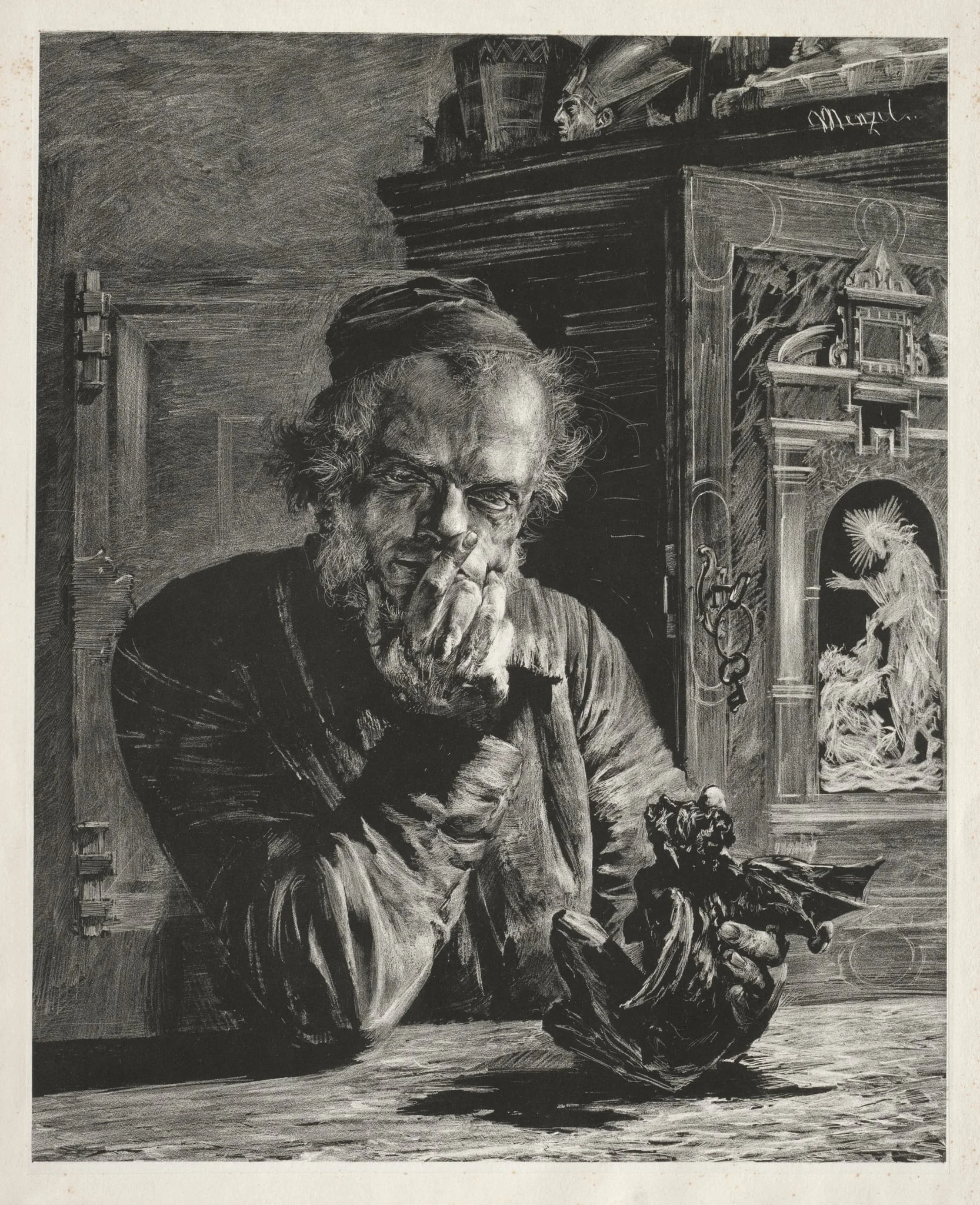The Antiquary - Self-Portrait, detail