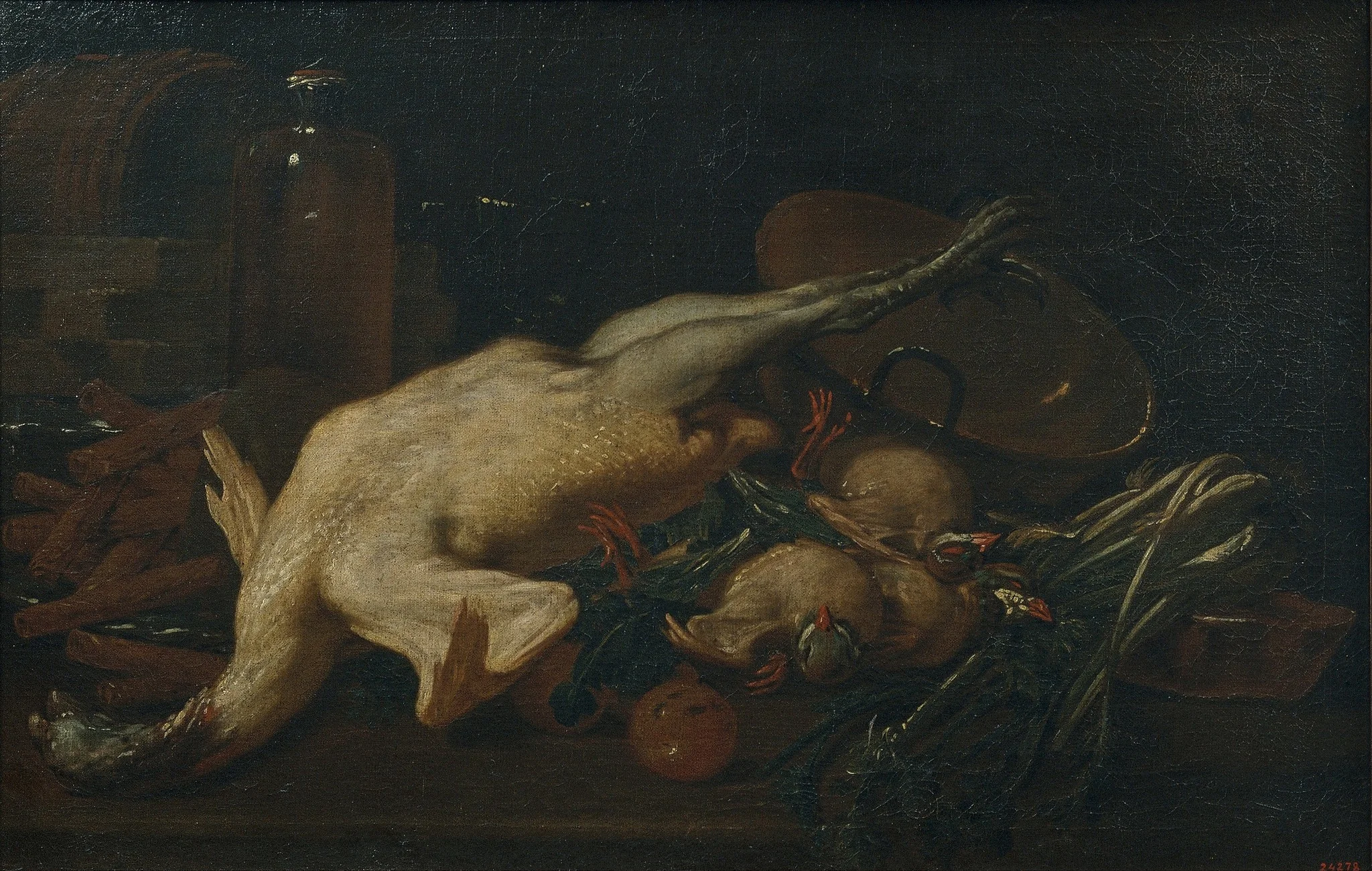Still Life with Vegetables, Turkey, other Fowl and Wafers, detail