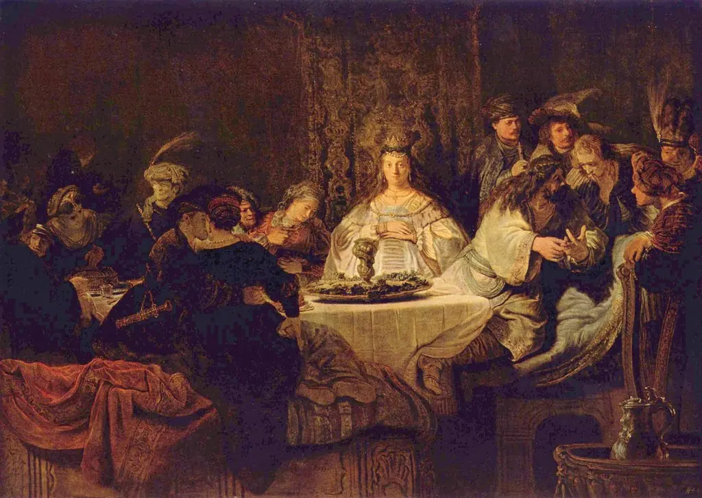 The Wedding of Samson, by Rembrandt, oil, 1638