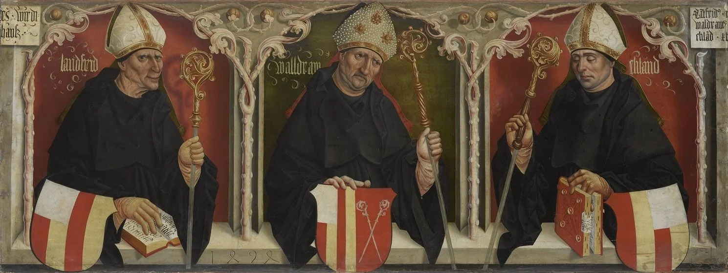 Lantfried, Waldram und Eliland, die Gründer des Klosters Benediktbeuern, detail