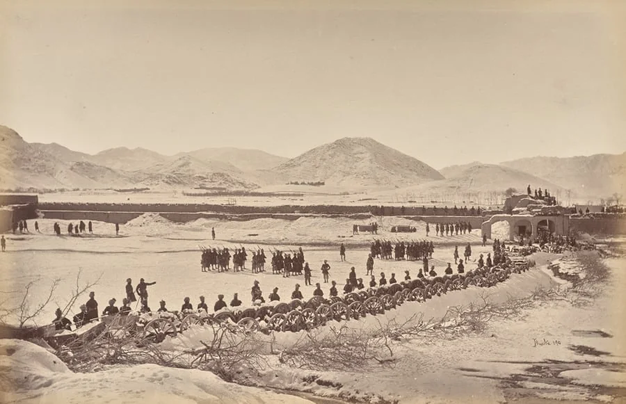 Sherpur. The Laager and Abatts, West Corner, Showing the Kotal and Hills, detail