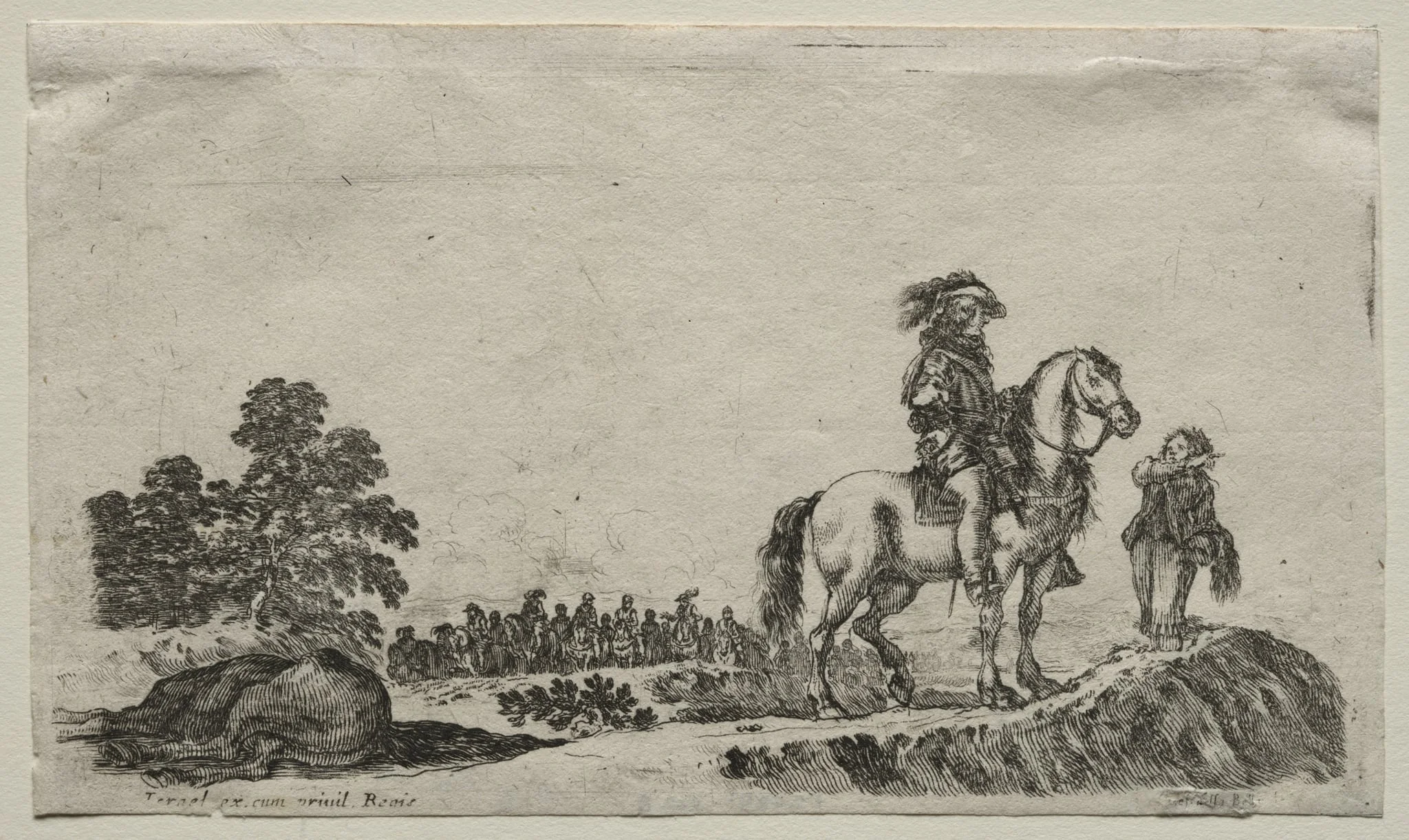 Various Figures and Landscapes: A Lost Horseman Enquiring the Way, detail