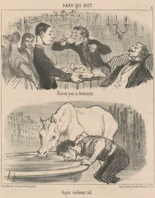 Bavant pour se desennuyer, by Honoré Daumier, ink, 1852