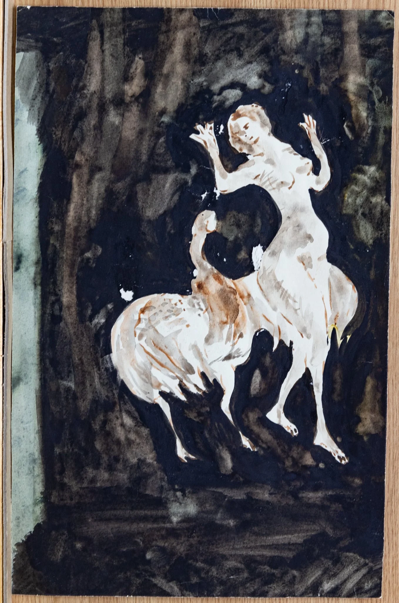 Femeie cu pasăre, detail