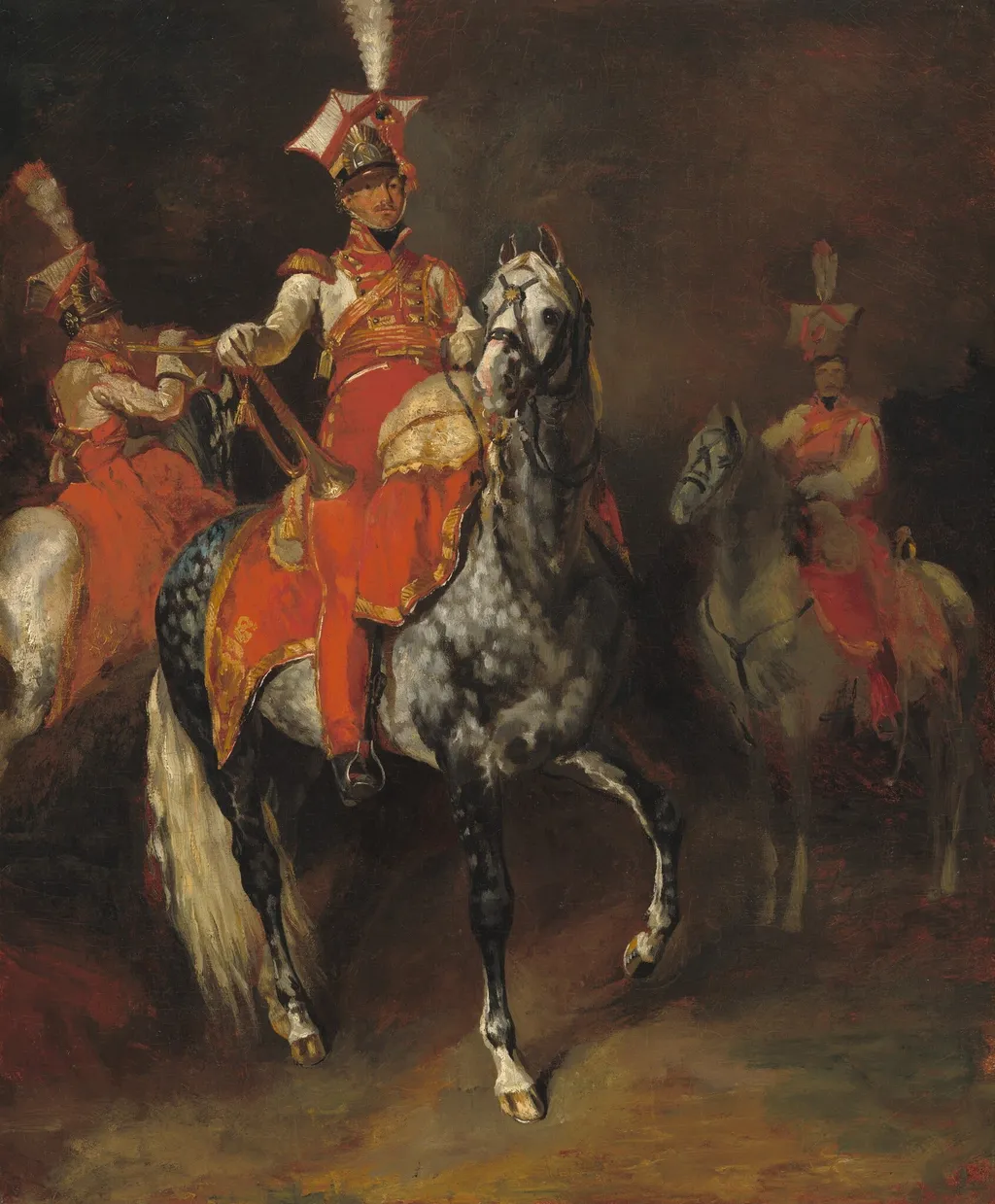 Mounted Trumpeters of Napoleon's Imperial Guard, by Théodore Géricault, oil, 1814