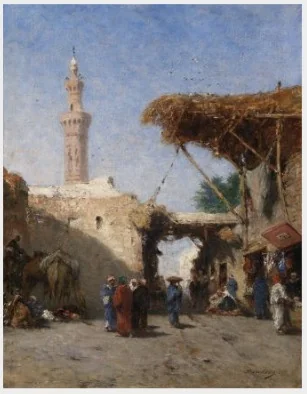 Eastern Scene with Minaret, detail