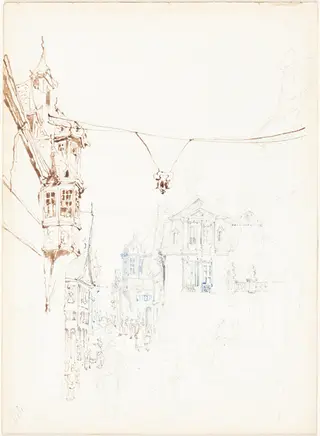 Continental Street Scene, by John Skinner Prout, graphite, 1865
