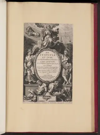 Title Page for Leonard Lessius, De Ivstitia et Ivre, by Cornelis Galle I, ink, 1632