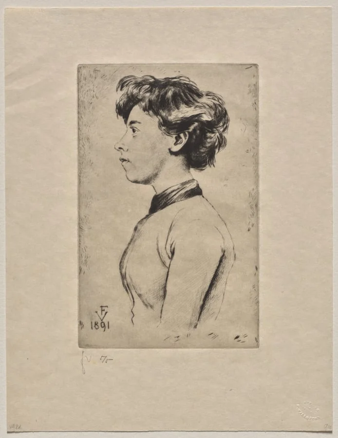 Young Girl in Profile, detail