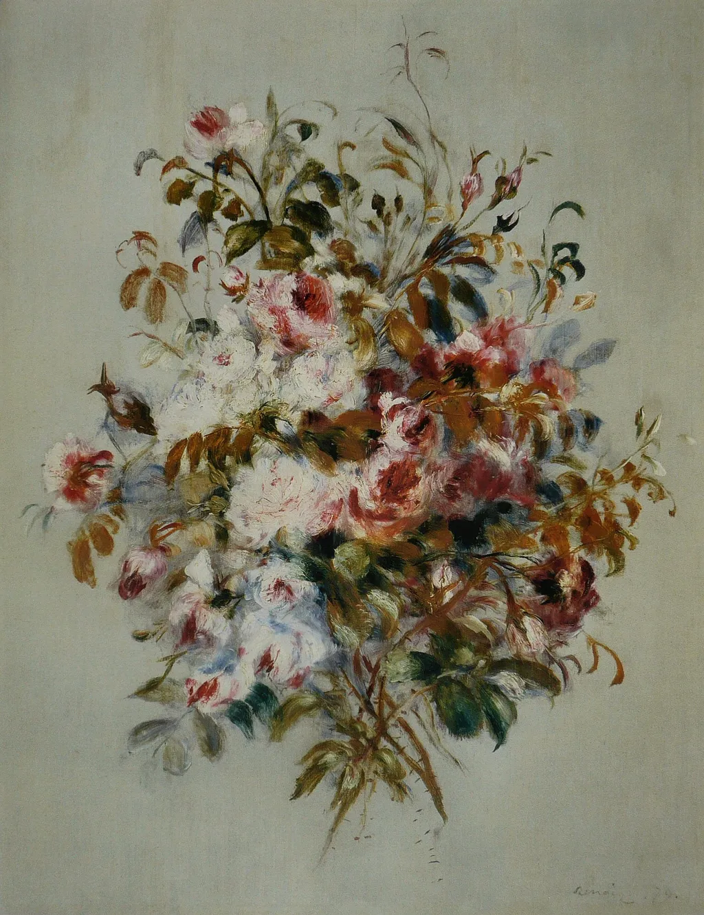 Bouquet of Roses, by Auguste Renoir, oil, 1890
