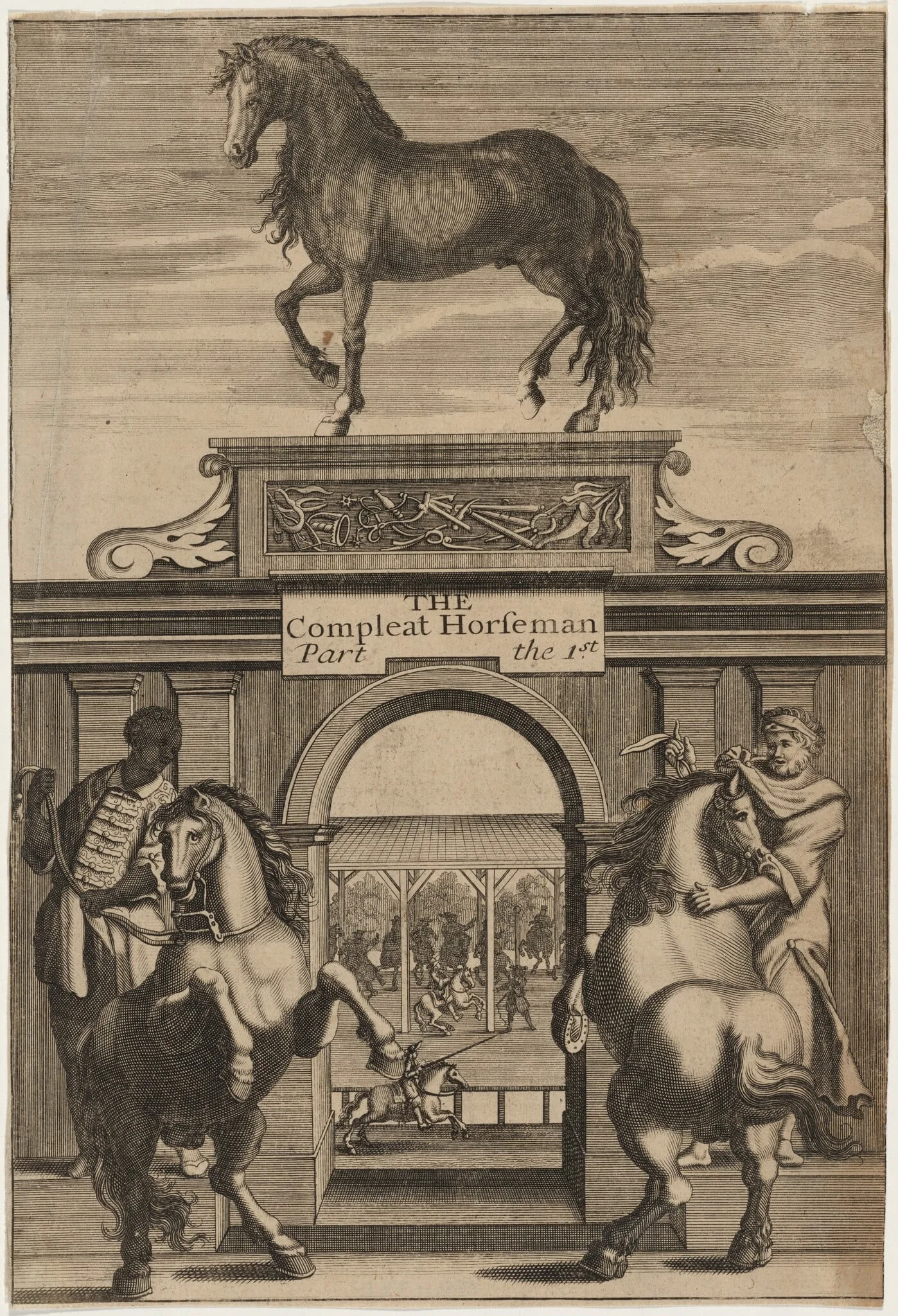 Title Page to the Compleat Horseman, detail