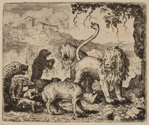 Reynard Accused, by Allart van Everdingen, ink, 1650